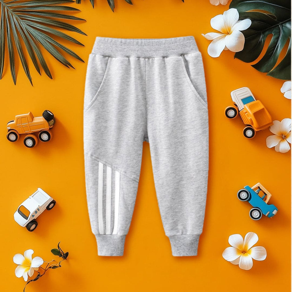 Boys Grey Elasticated Rib Cuff Trouser Trackpants & Joggers Gray 1-2 Y 