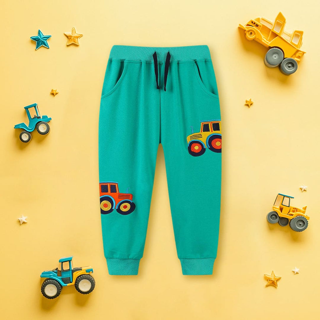 Boys Green Car Embroidered Sweatpants Joggers Green 1-2 Y 