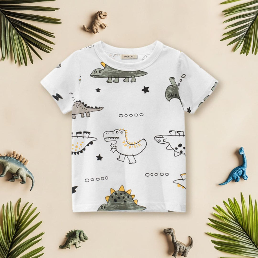 Boys Beige Animal Print Short Sleeves T-shirt Tshirts Beige 1-2 Y 