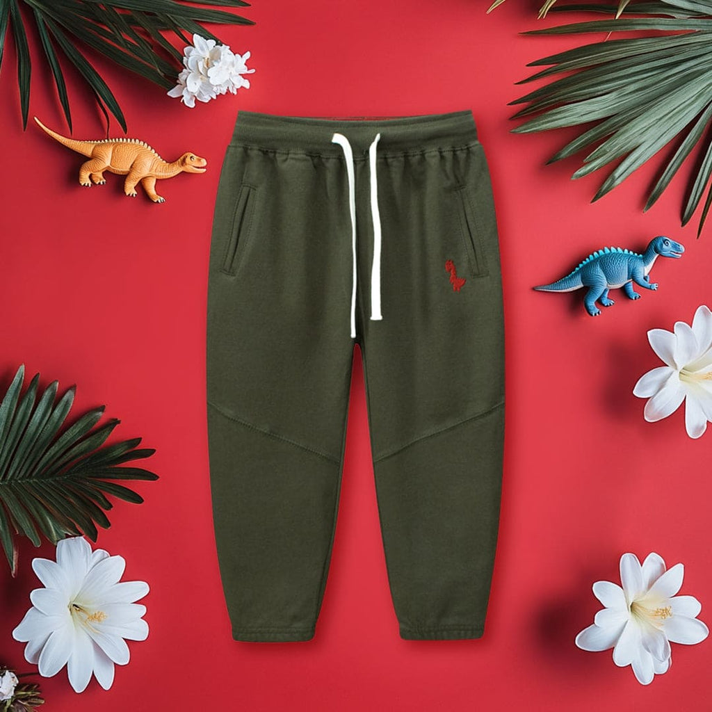 Boys Green Elasticated Regular Trouser Trackpants & Joggers Green 1-2 Y 