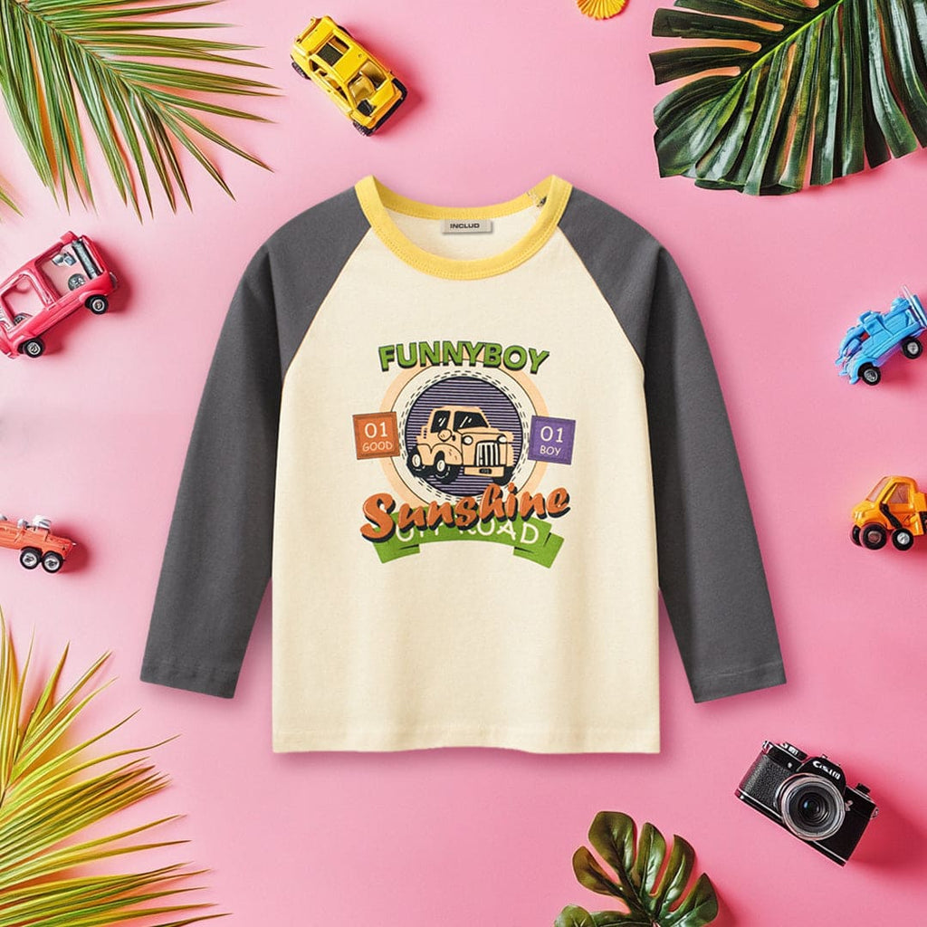 Boys Gray Graphic Print Raglan Sleeves T-shirt Tshirts Gray 1-2 Y 