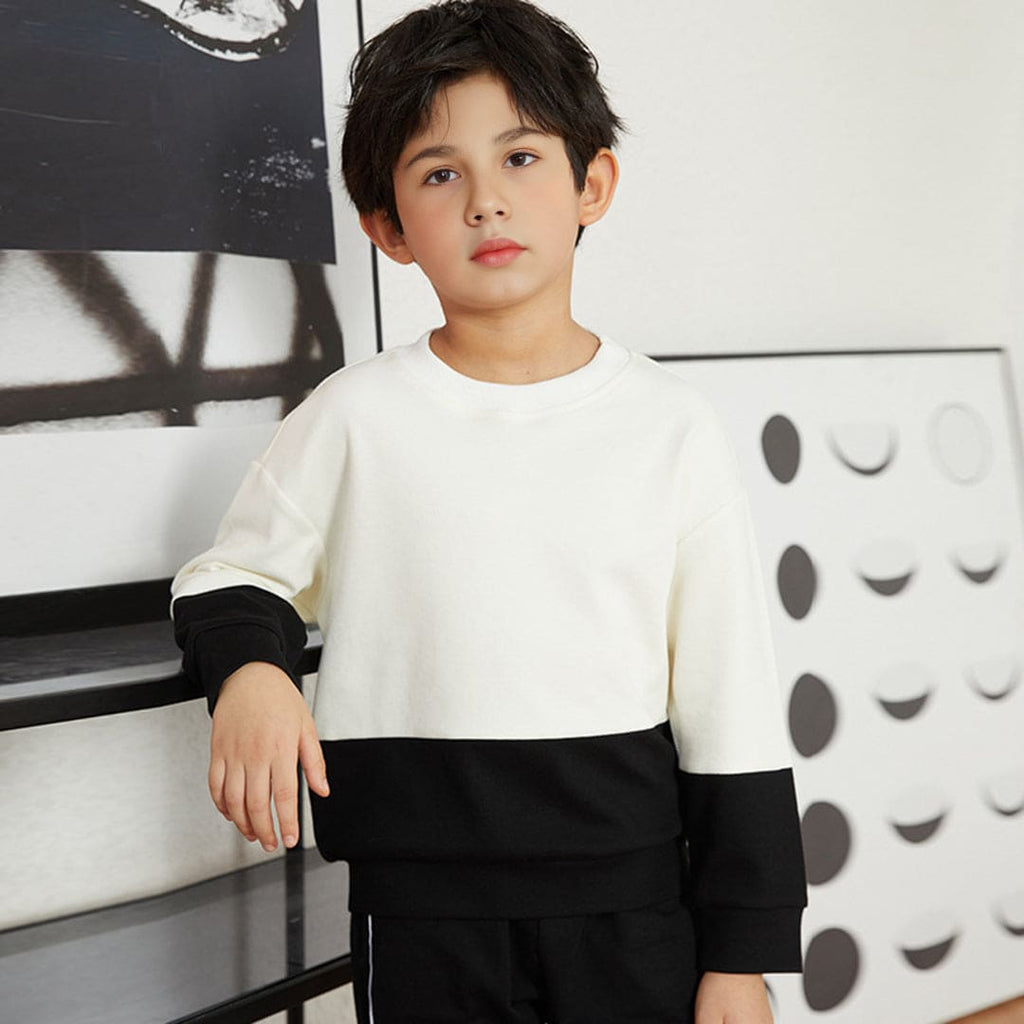 Boys Black Color-blocked Long Sleeves Sweatshirt Sweaters & Cardigans Black 1-2 Y 