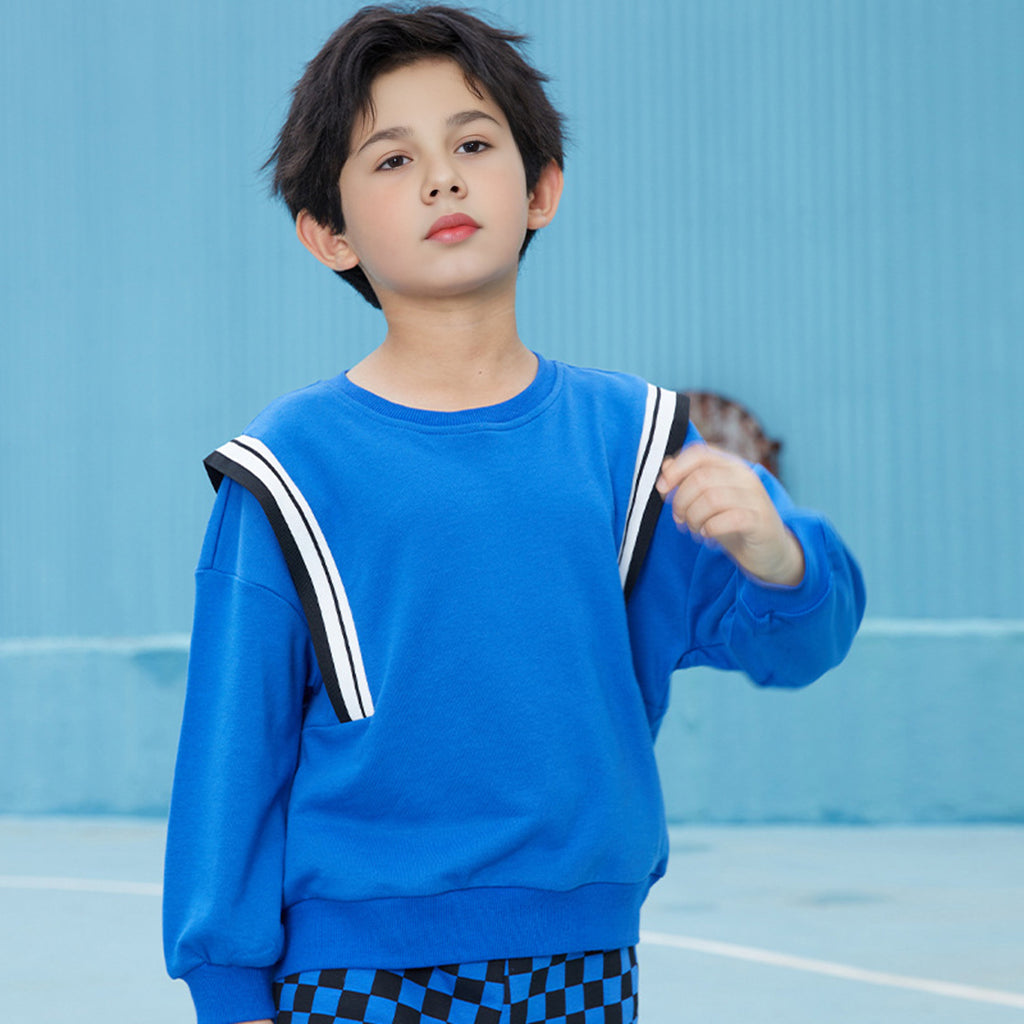 Boys Blue Striped Long Sleeves Sweatshirt Sweatshirts & Hoodies Blue 1-2 Y 