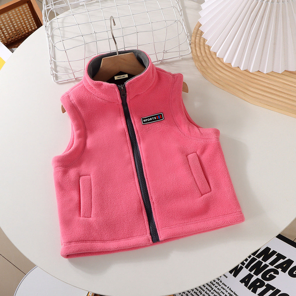 Boys Pink High Neck Sleeveless Polar Fleece Jacket Coats & Jackets Pink 1-2 Y 