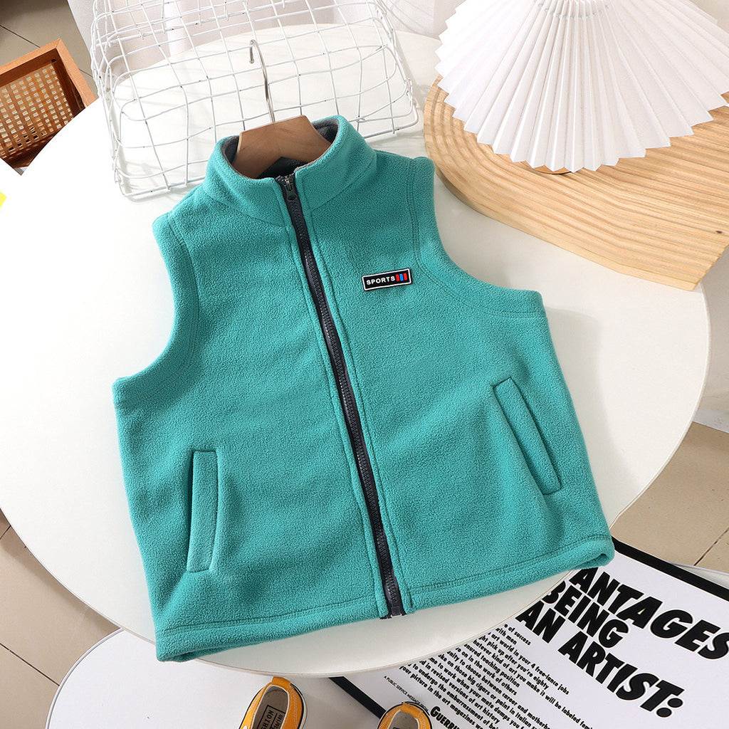 Boys Green High Neck Sleeveless Polar Fleece Jacket Coats & Jackets Green 1-2 Y 
