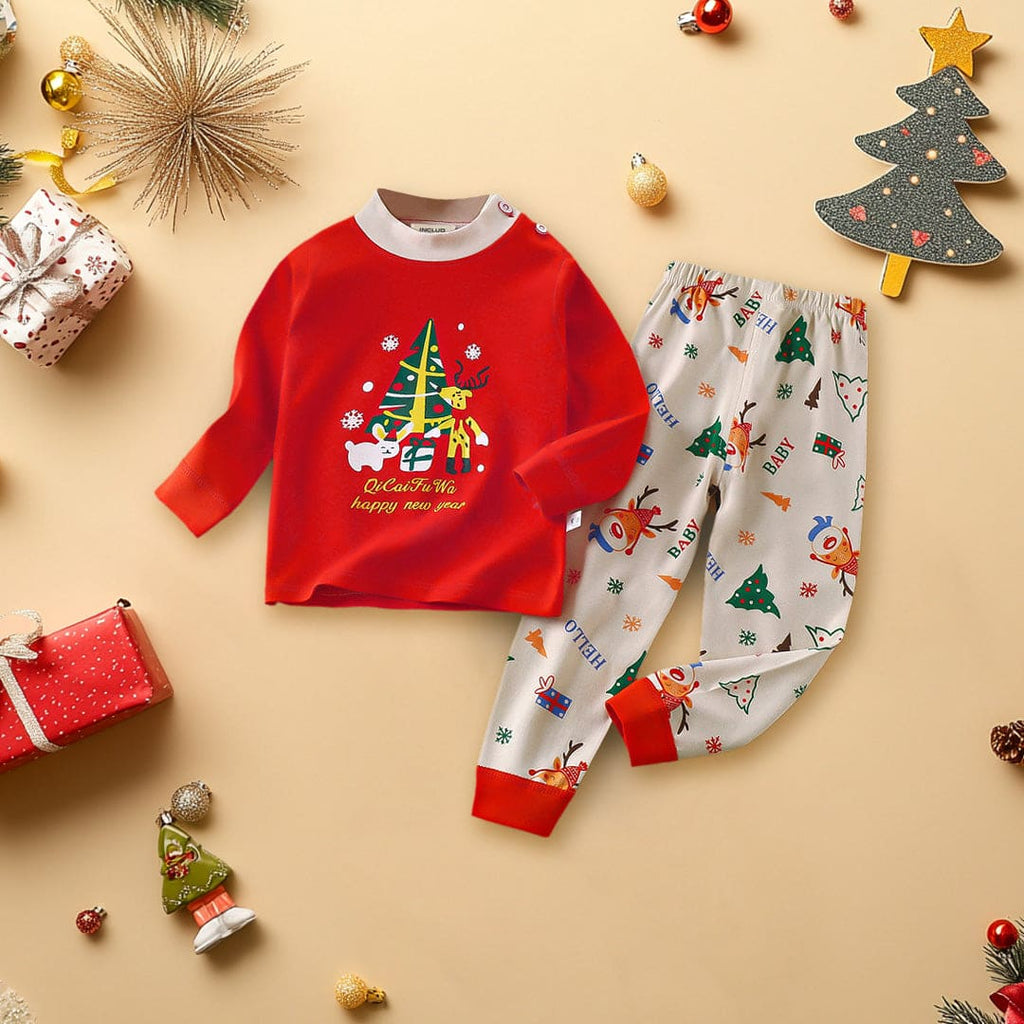 Boys Red Long Sleeve Graphic T-Shirt With Pajamas Set Sets Red 1-2 Y 