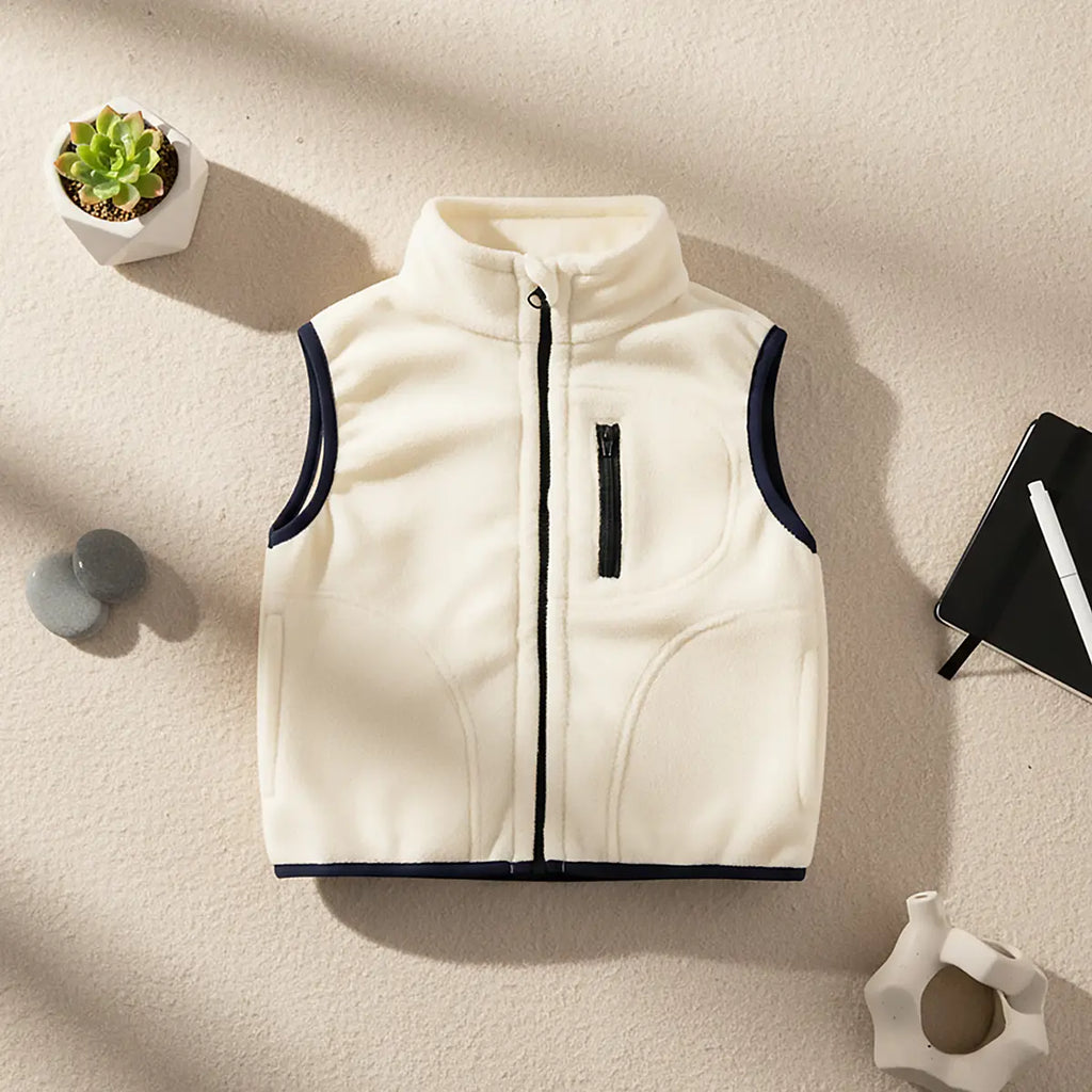 Boys Off White Polar Fleece Zip-up Vest Coats & Jackets Off White 1-2 Y