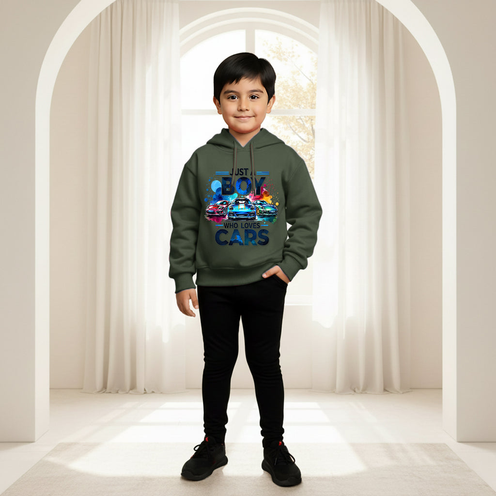 Boys Green Car Graphics Hoodies Sweatshirt Sweatshirts & Hoodies Green 1-2 Y