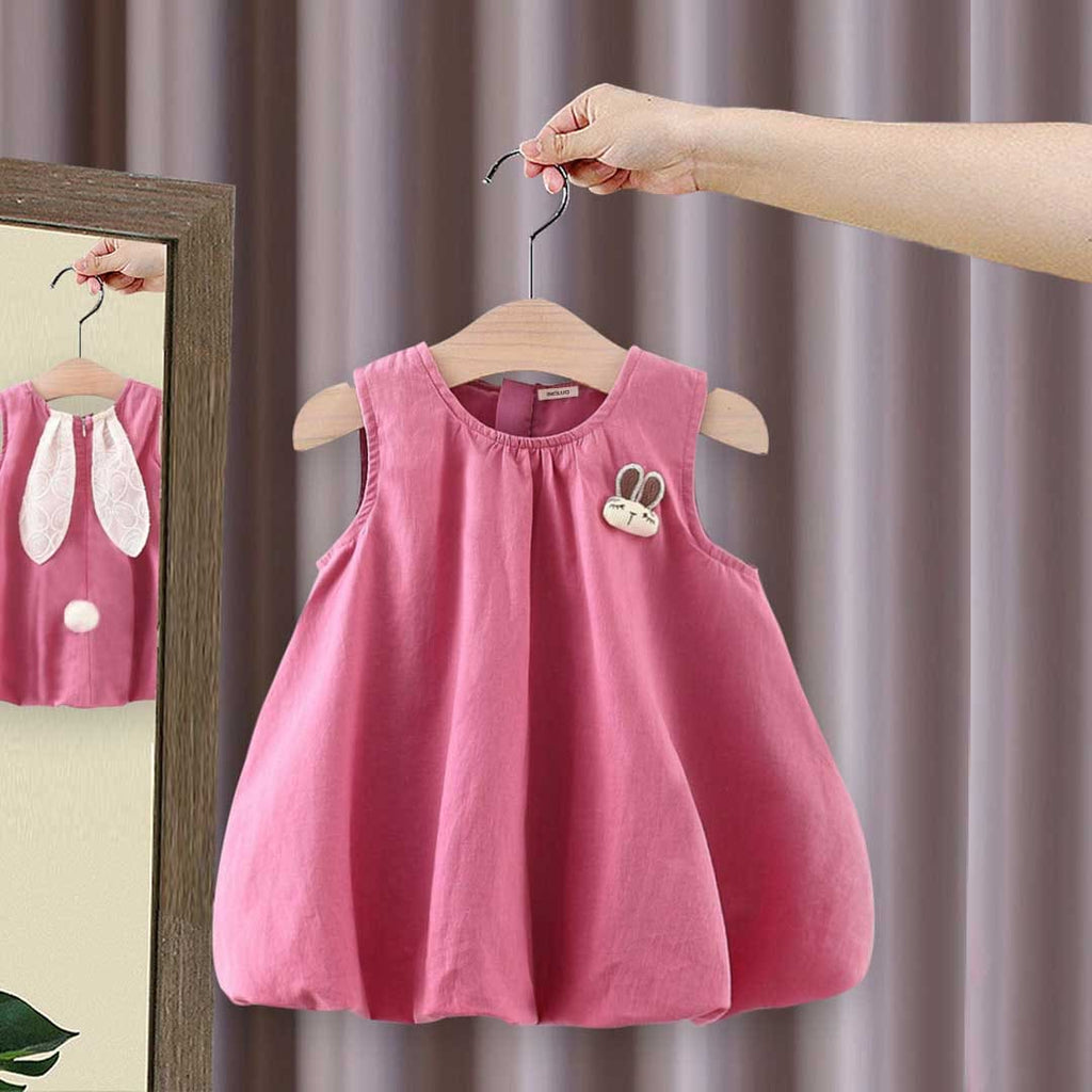 Girls Bunny Inspired Balloon Casual Dress Casual Dresses Purple 1-2 Y 