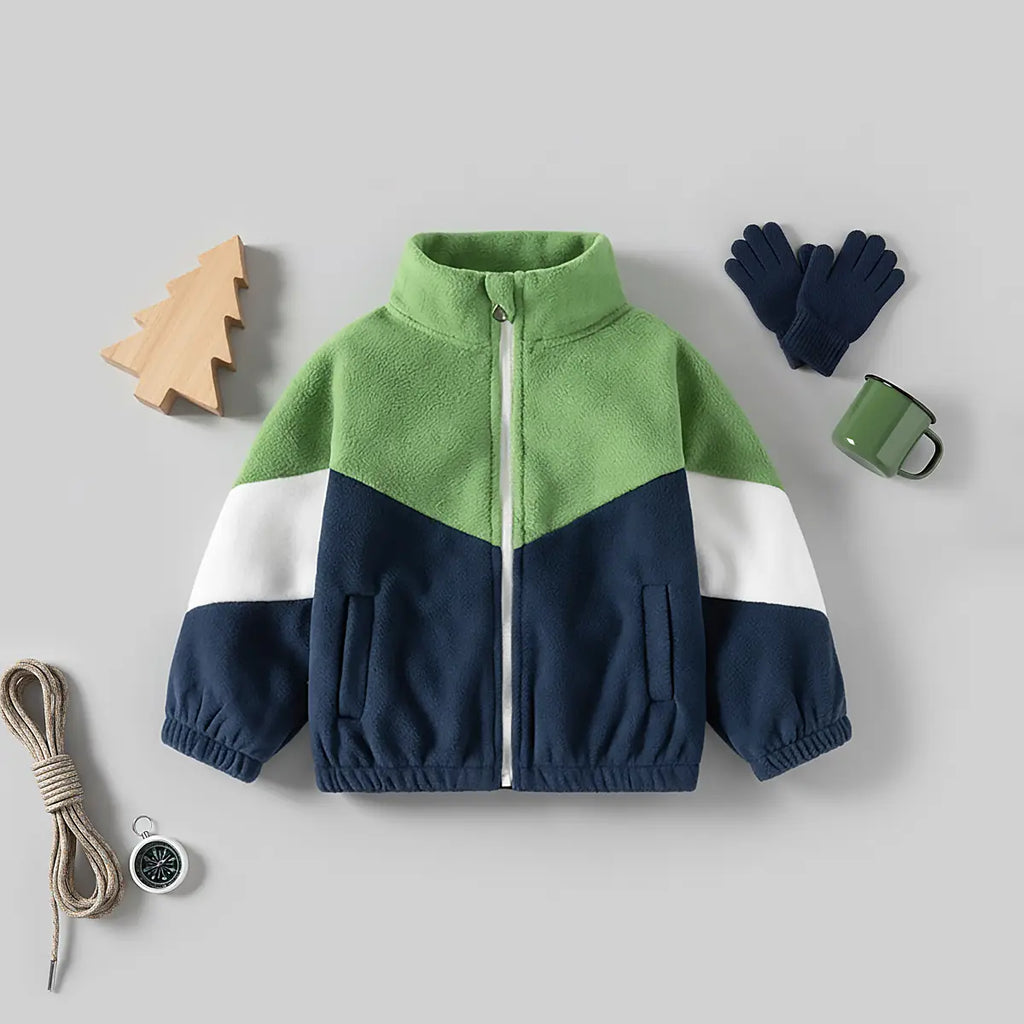 Boys Multicolor Colorblocked Fleece Zip-up Jacket Coats & Jackets Multicolor 1-2 Y