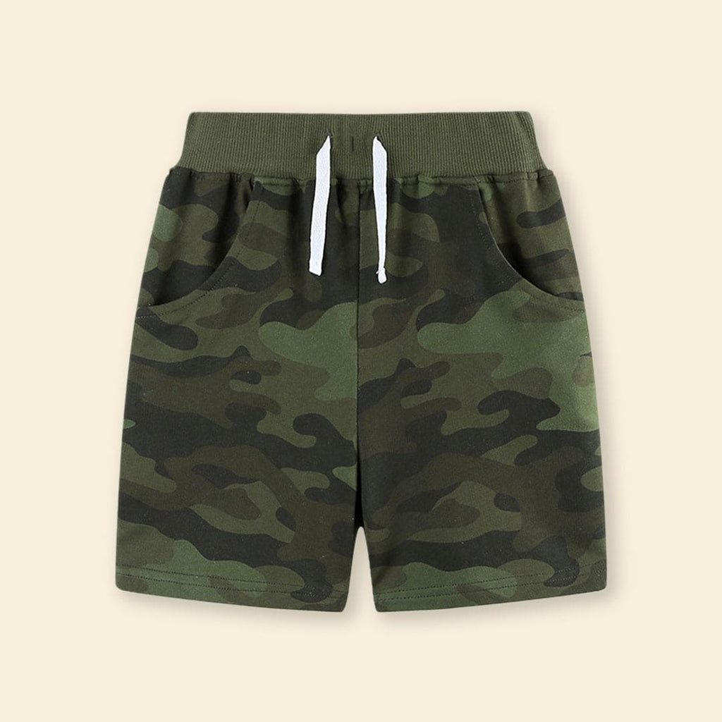 Boys Camouflage Print Regular Shorts Shorts Green 1-2 Y 