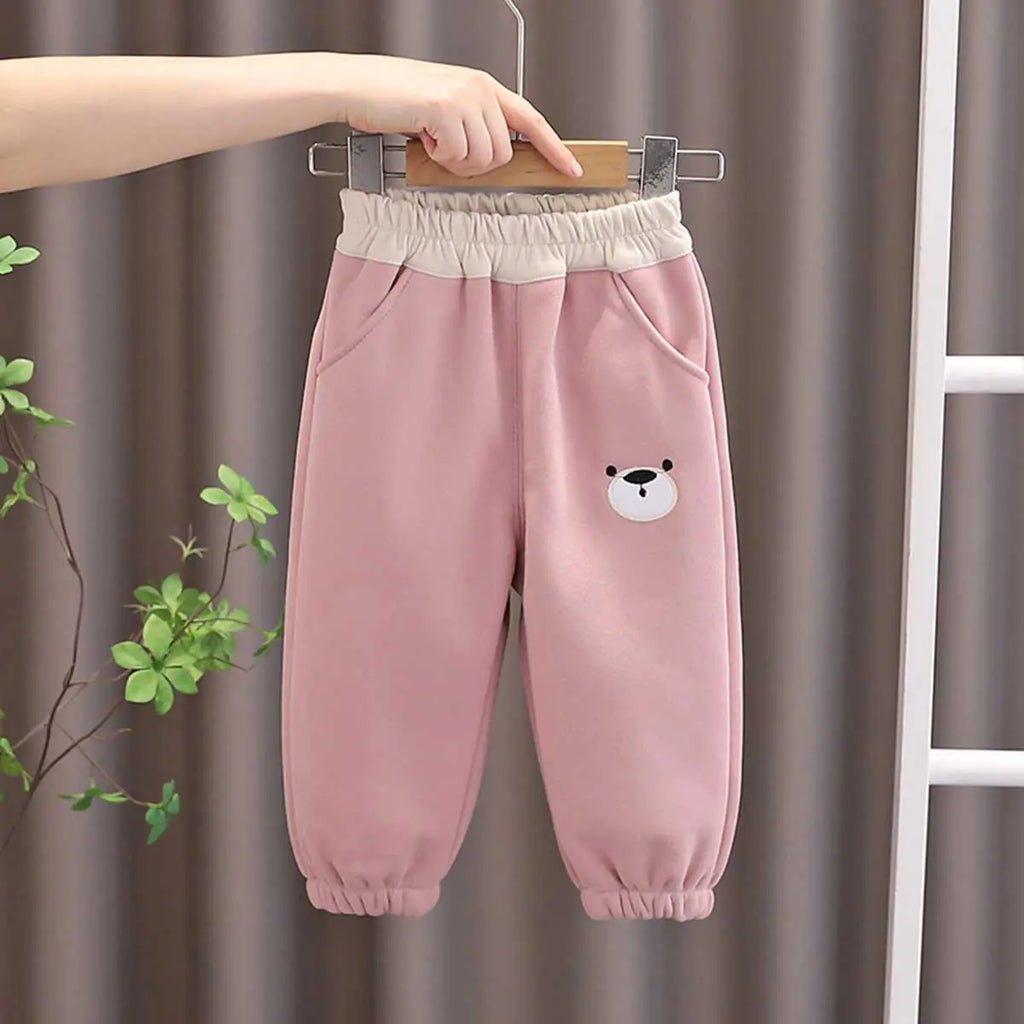 Boys Pink Bear Embroidered Patched Jogger Trackpants & Joggers Pink 1-2 Y