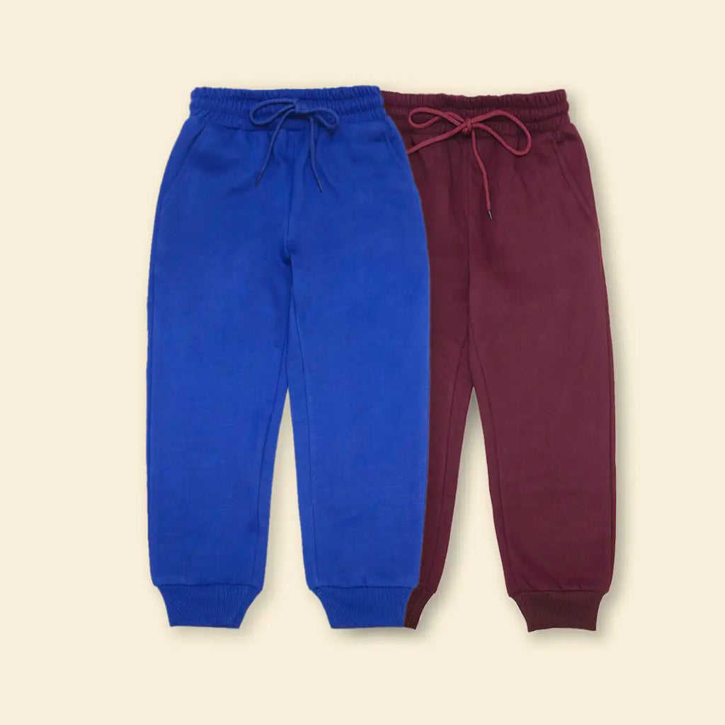 Boys Multicolor Joggers With Elasticated Drawstring Waistband Pack of 2 Trackpants & Joggers Multicolor 1-2 Y