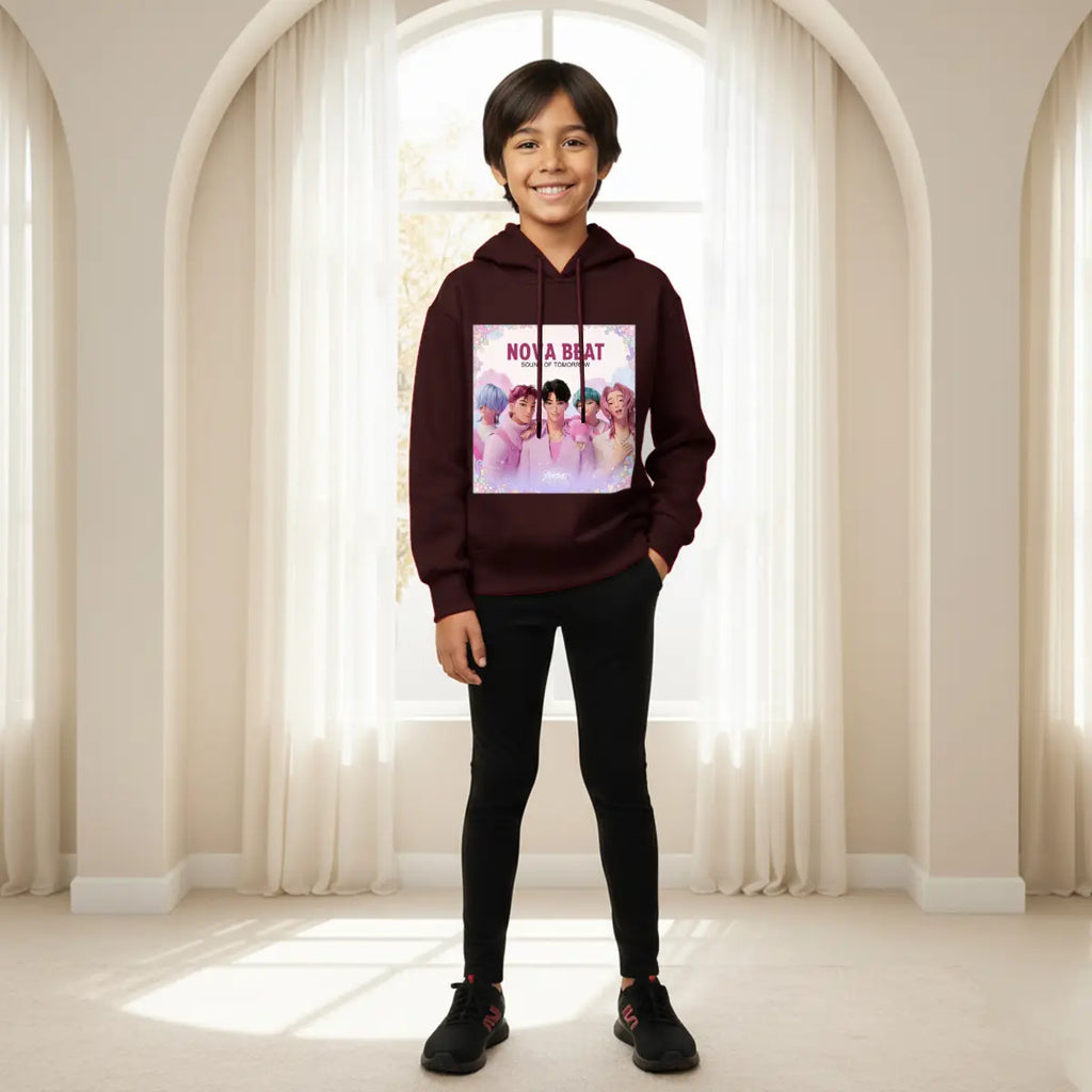 Boys Maroon K-Pop Nova -Beat Graphics Hoodie Sweatshirts & Hoodies Maroon 1-2 Y