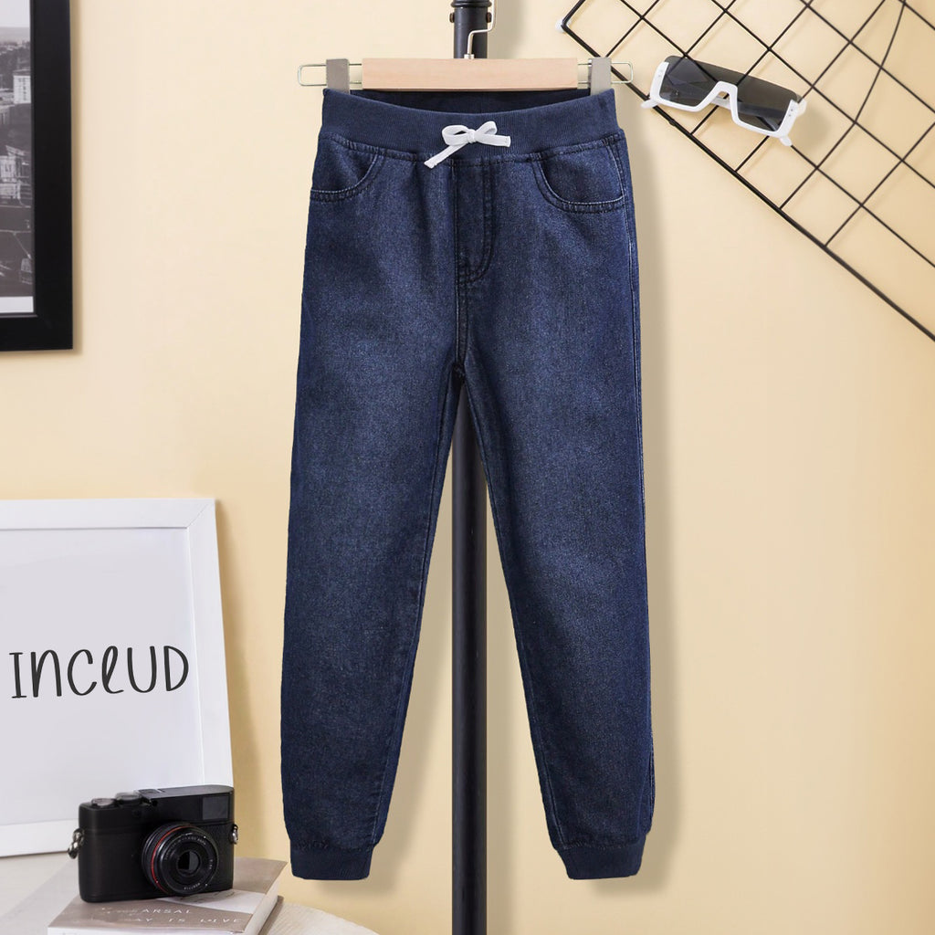 Boys Blue Rib Waist Denim Pants Jeans Blue 8-9 Y