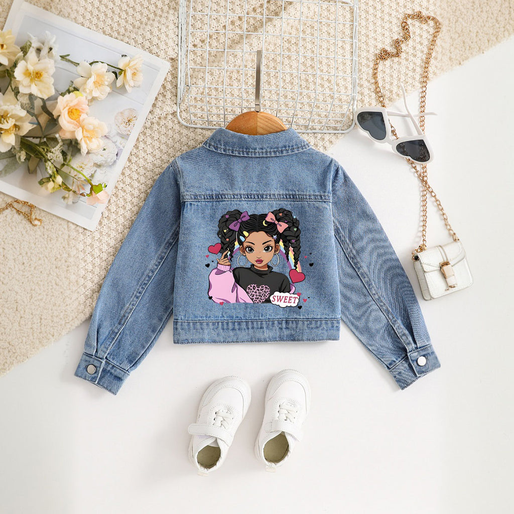 Girls Blue Characters Printed Jacket Coats & Jackets Blue 1-2 Y