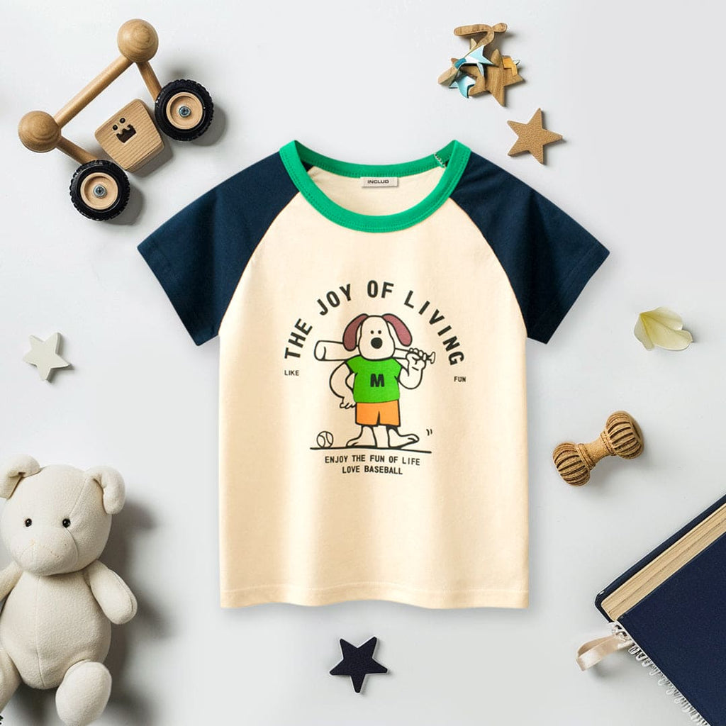 Boys Graphic Print Raglan Sleeves T-Shirt Tshirts Blue 1-2 Y 