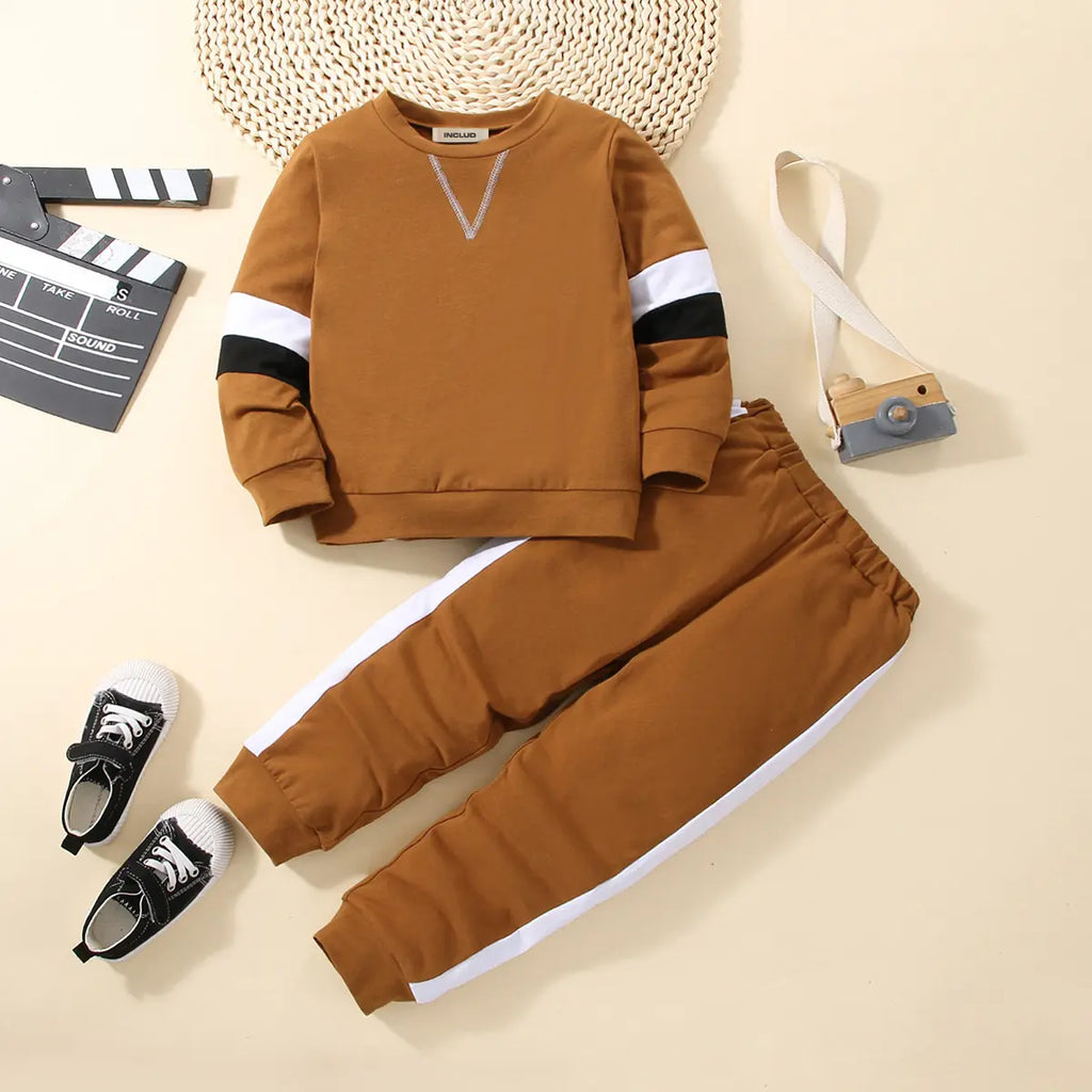 Boys Brown Sweatshirt With Jogger Co-ord Sets Sets Brown 1-2 Y
