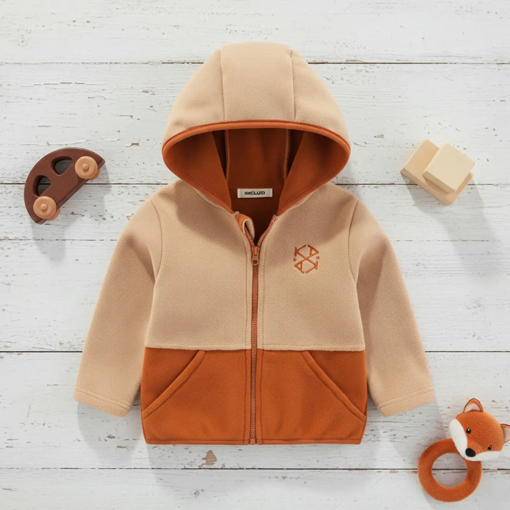 Boys Beige Fleece Hooded Zip-up Jacket Coats & Jackets Beige 1-2 Y