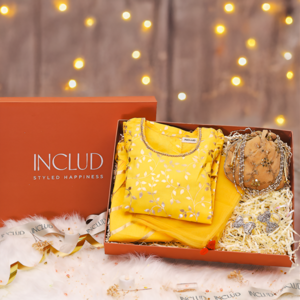 Girls Yellow Sharara Set Ethnic Gift Hamper Ethnicwear Girls Multicolor 1-2 Y