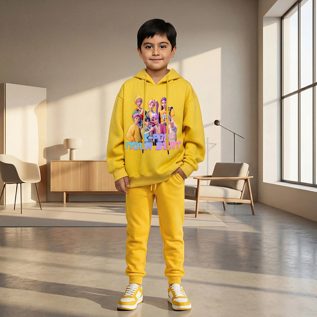 Boys' graphic hoodie and joggers set for winter