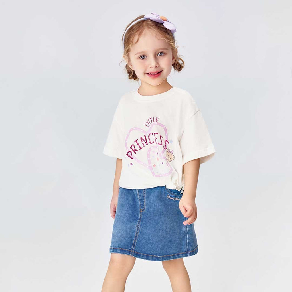 Girls Elasticated Light Wash Denim Skirt Skirts Blue 3-4 Y 