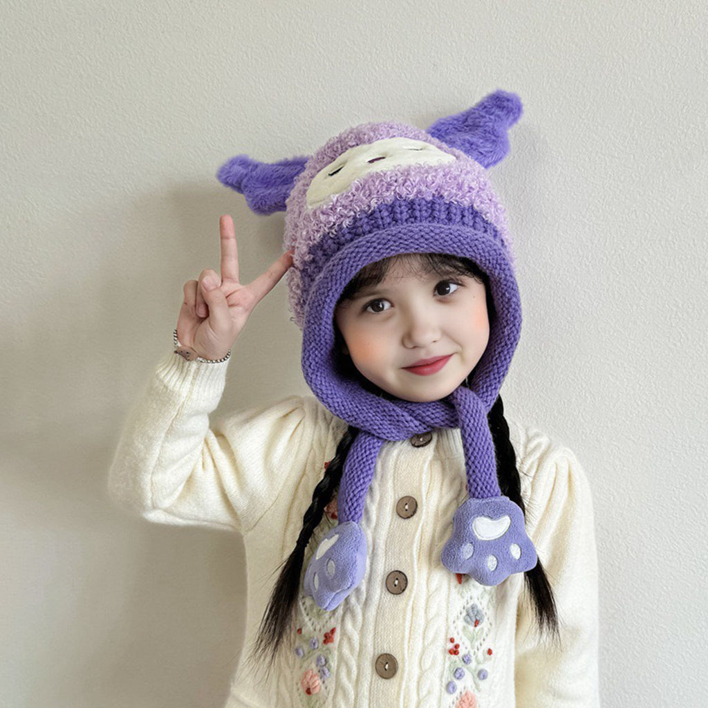 Warm & Animated Embroidered Cap for Kids Trending Accessories Purple Onesize