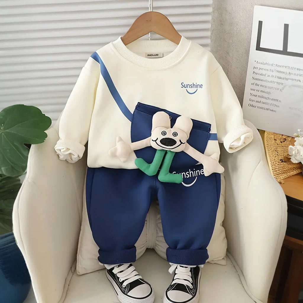 Boys Apricot Applique Sweatshirt With Jogger Sets Sets Apricot 1-2 Y