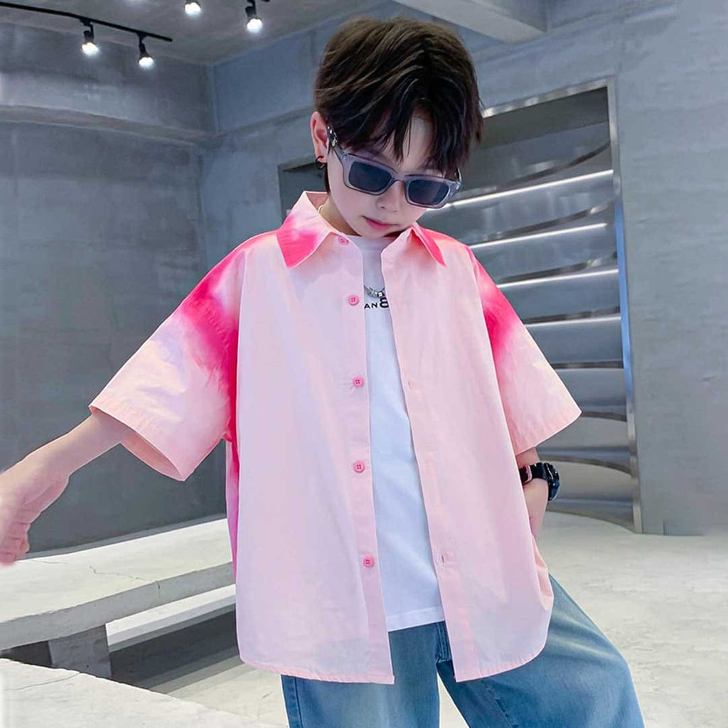 Boys Short Sleeve Tie & Dye Shirt Shirts Pink 3-4 Y 