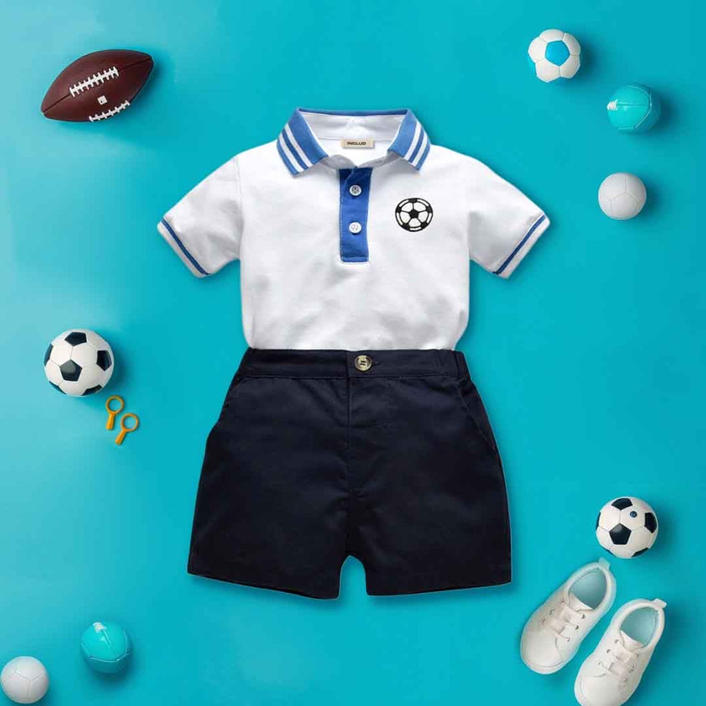 Boys Polo T-Shirt With Shorts Set Sets White 1-2 Y 