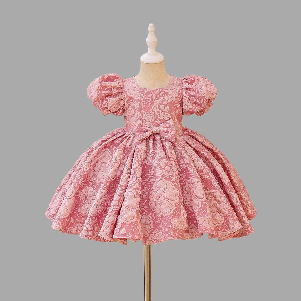 Girls Floral Textured Party Dress Party Dresses Light Pink 1-2 Y 