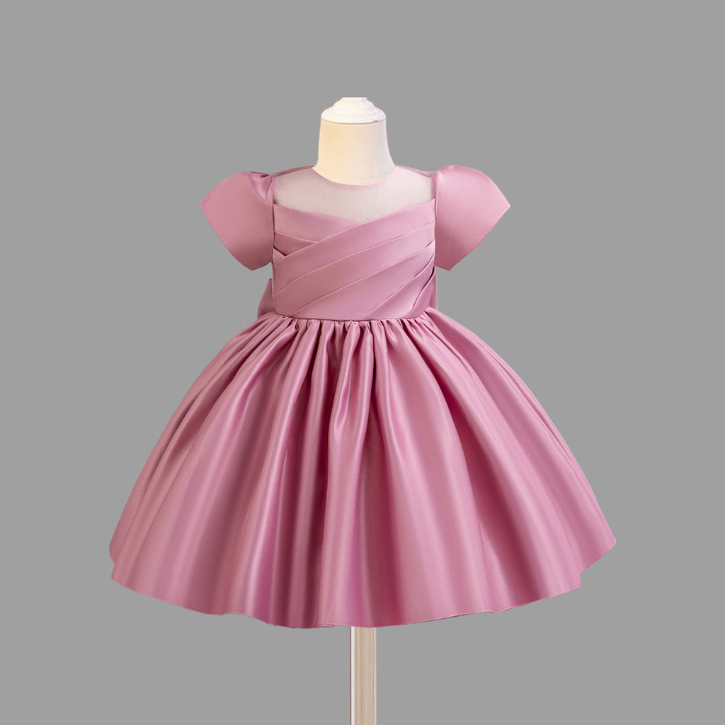 Girls Pleated Yoke Fit & Flare Party Dress Party Dresses Pink 1-2 Y 