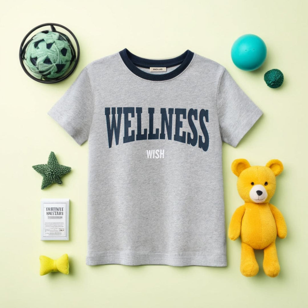 Boys Typography Print Short Sleeves T-Shirt Tshirts Grey 7-8 Y 