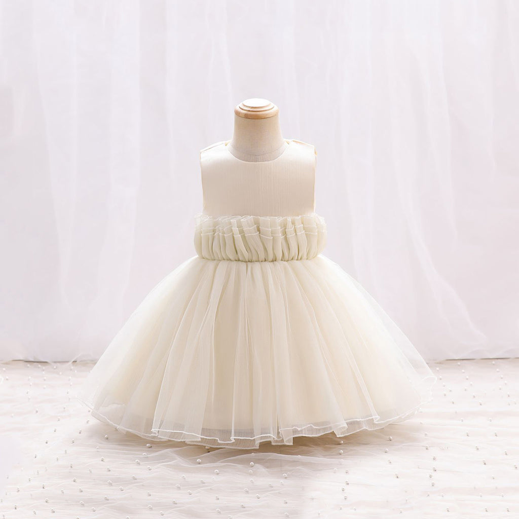 Girls Sleeveless Flared Party Dress Party Dresses Beige 4-5 Y 