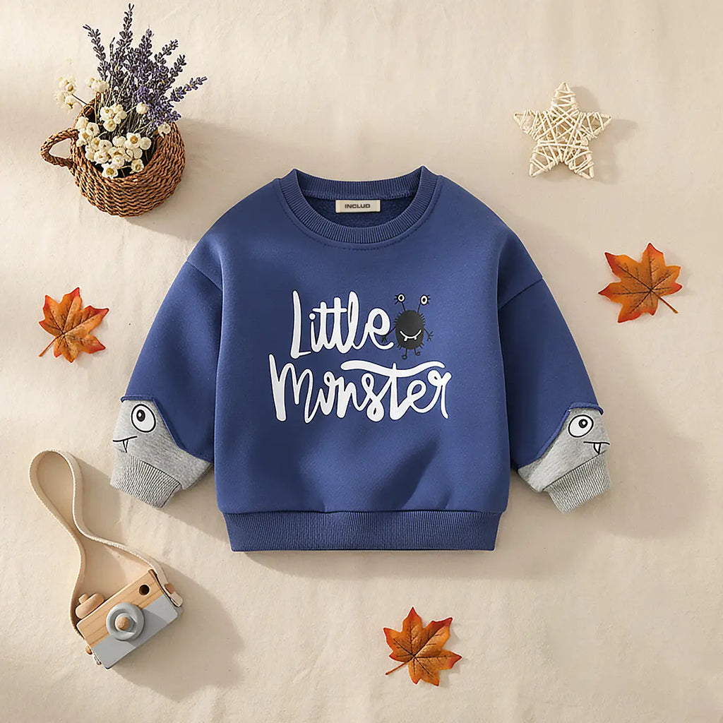 Boys Blue Typographic Printed Sweatshirt Sweatshirts & Hoodies Blue 1-2 Y