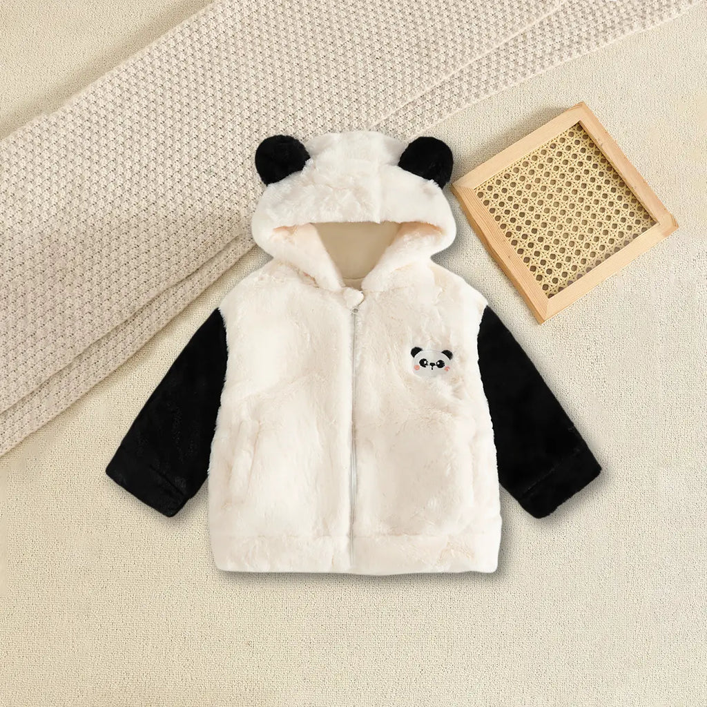 Girls White Polar Fleece Hooded Zipper Jacket Coats & Jackets White 1-2 Y