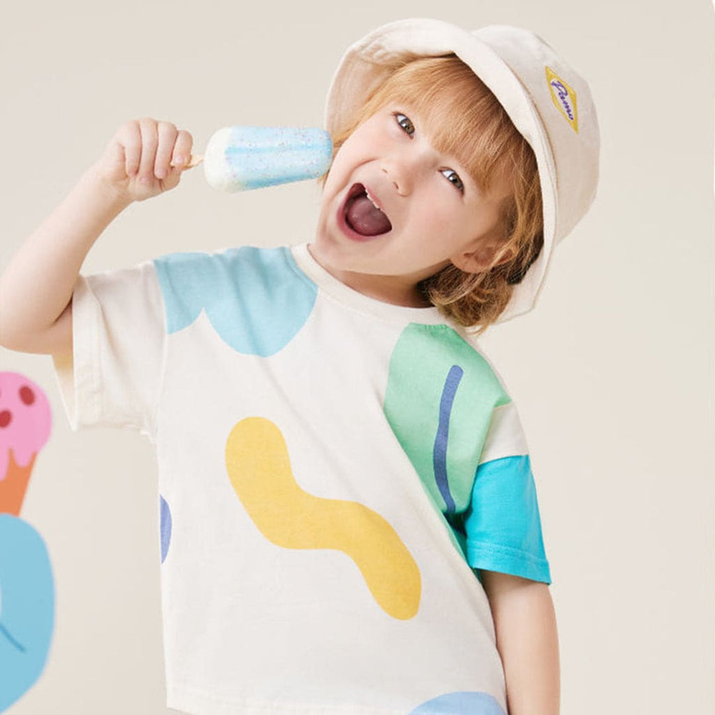 Boys Printed Oversized T-shirt Tshirts Beige 1-2 Y 