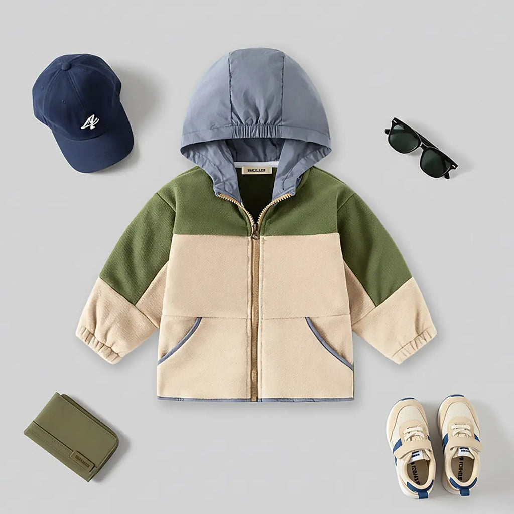 Boys Colorblocked Hooded Zip-up Jacket Coats & Jackets Multicolor 1-2 Y