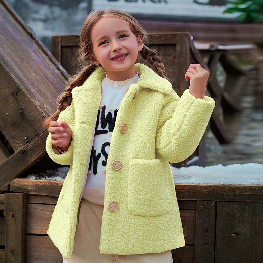 Girls Lime Yellow Spread Collar Tailored Jacket Coats & Jackets Lime Yellow 2-3 Y