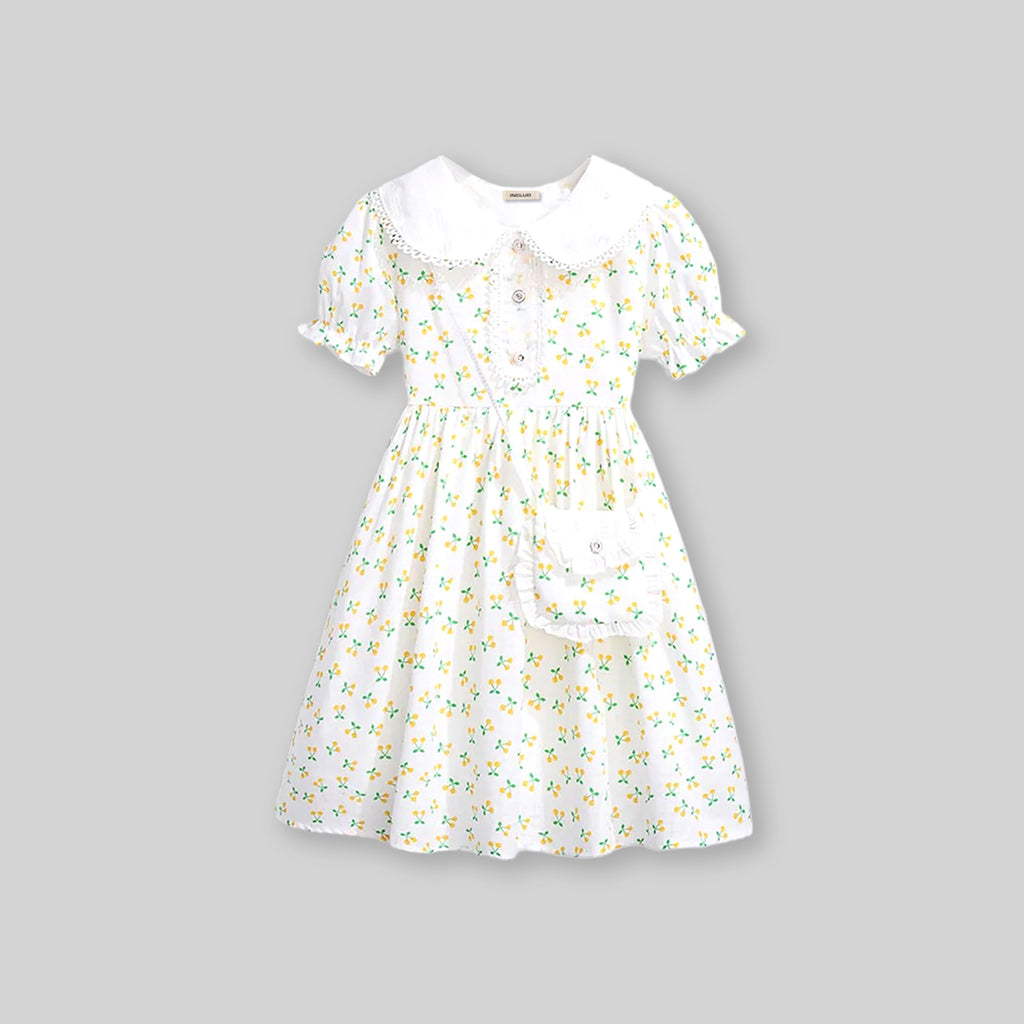 Girls Floral Print Fit & Flare Dress Casual Dresses Red 4-5 Y