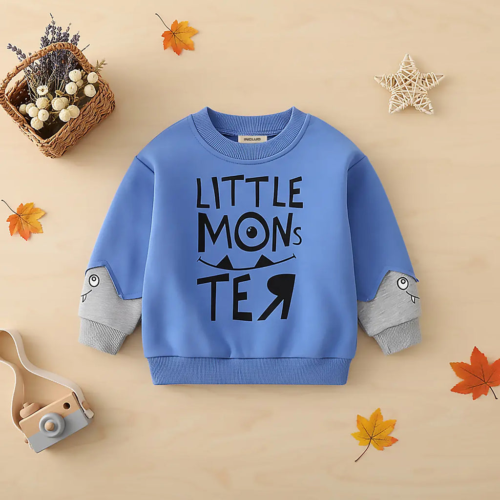 Boys Light Blue Typographic Printed Sweatshirt Sweatshirts & Hoodies Light Blue 1-2 Y