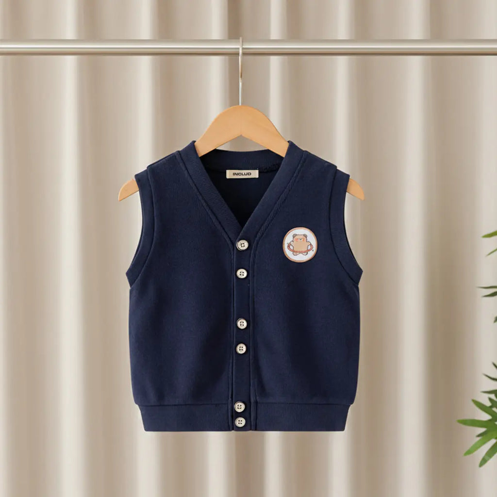 Boys Navy Blue Sleeveless Sweater Cardigan Sweaters & Cardigans Navy Blue 1-2 Y