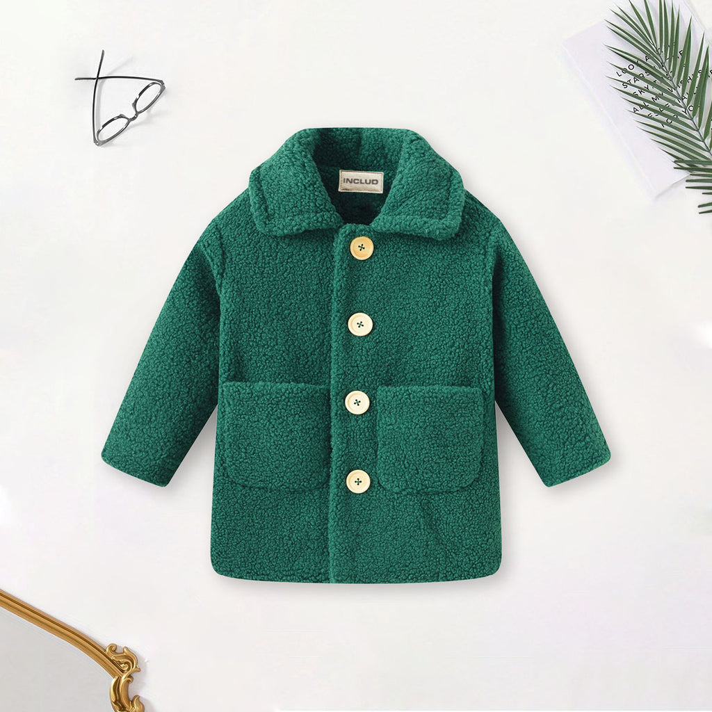Girls Dark Green Spread Collar Tailored Jacket Coats & Jackets Dark Green 2-3 Y