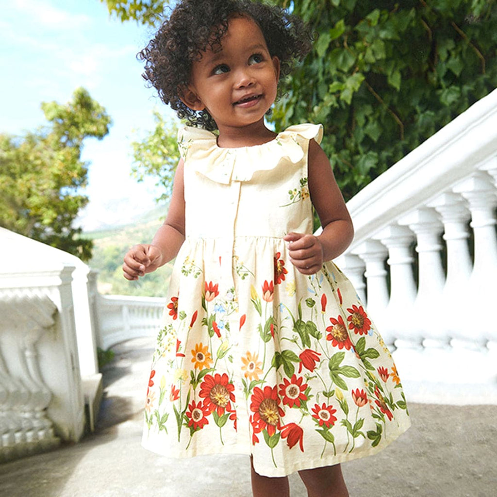 Girls Floral Print Fit & Flare Dress Casual Dresses White 1-2 Y 