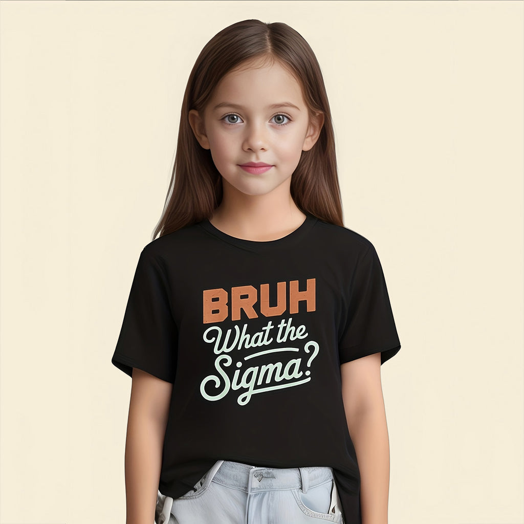 Girls Black Text Tee with Short Sleeves Tshirts Black 5-6 Y