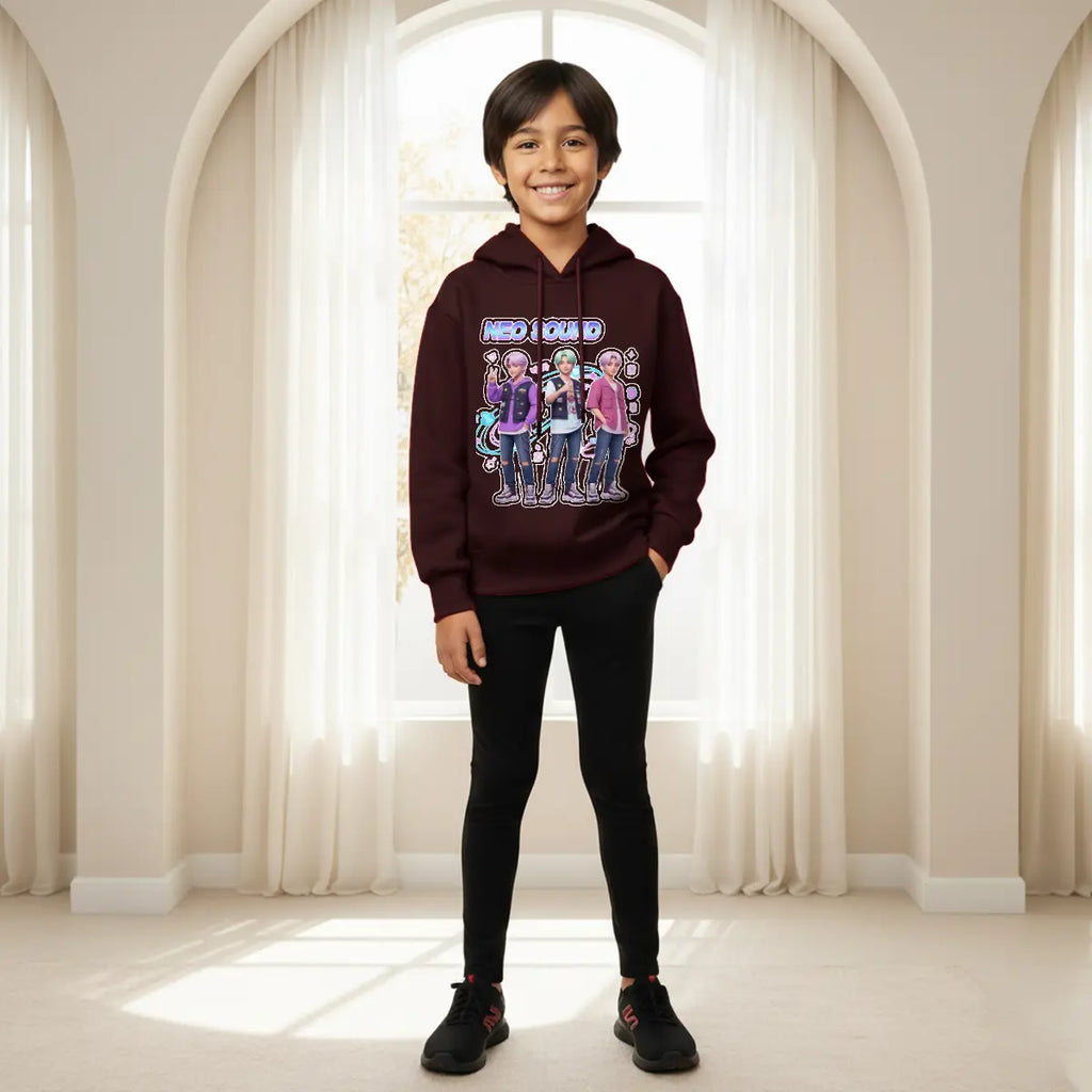 Boys Maroon K-Pop Neo-Sound Graphics Hoodies Sweatshirts & Hoodies Maroon 1-2 Y