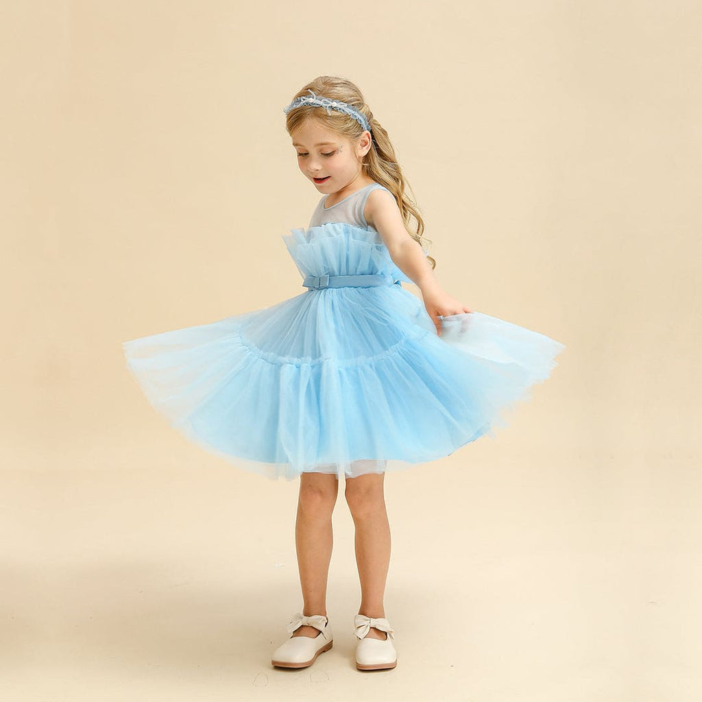 Girls Sleeveless Fit & Flare Dress Party Dresses Blue 1-2 Y 