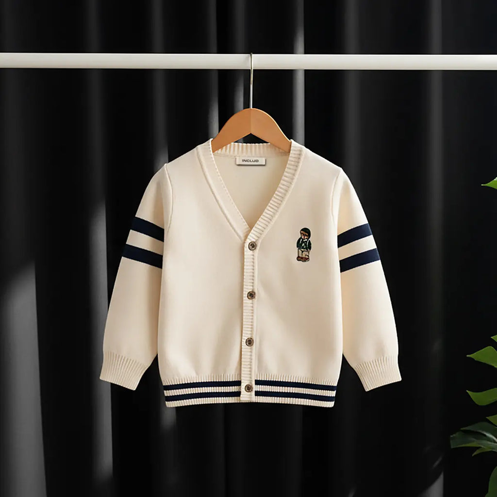 Boys Apricot Bear Applique Knitted Cardigan Sweaters & Cardigans Apricot 1-2 Y