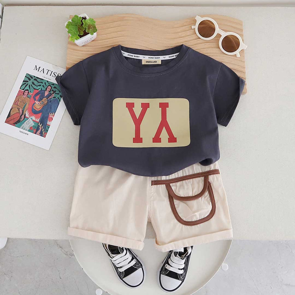 Boys Short Sleeve Graphic T-Shirt With Shorts Set 2 pc. Sets Brown 1-2 Y 