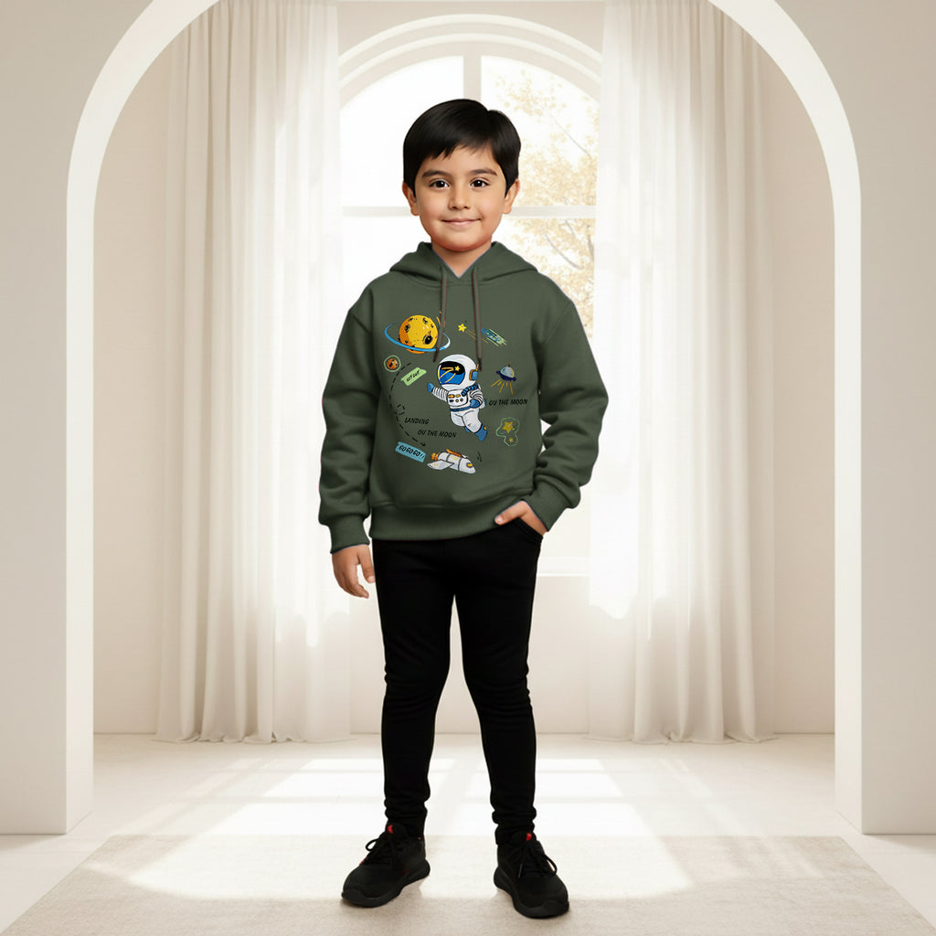 Boys Green Space Graphics Hoodies Sweatshirt Sweatshirts & Hoodies Green 1-2 Y